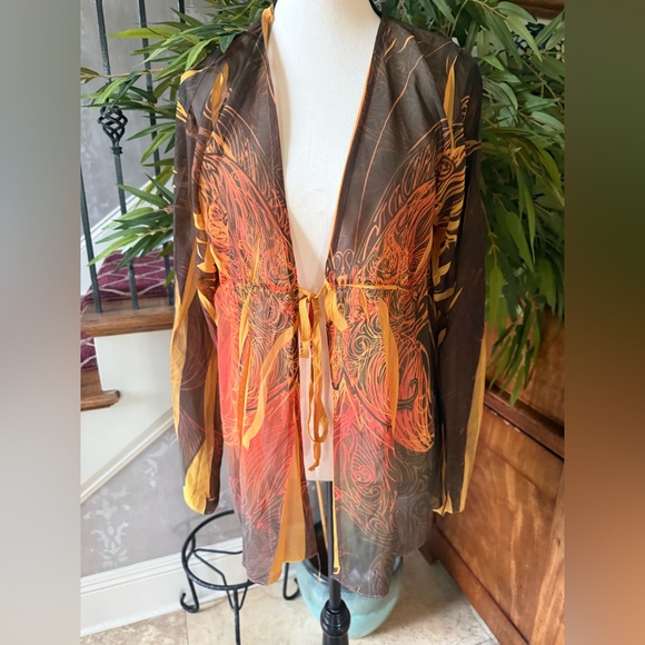 DANIEL BENJAMIN ladies sheer butterfly cover-up NWOT XL - Picture 2 of 11